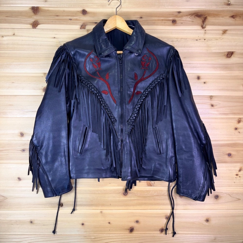 Black Leather Fringe Jacket